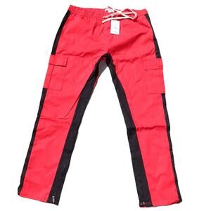 Fashion Nova Men Travis Cargo Pants Red Black XXXL NWT Streetwear